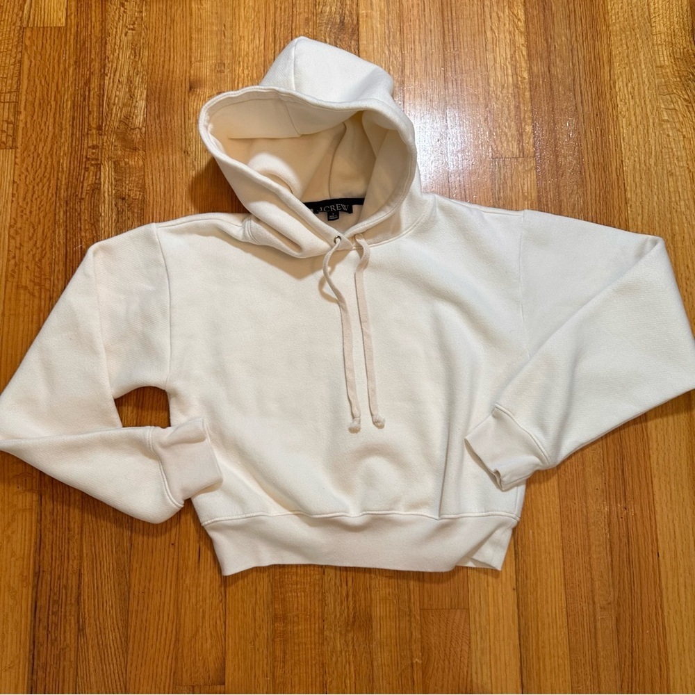 J.Crew women's cropped cream hoodie.Size Small